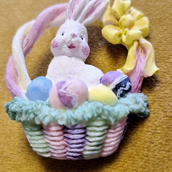 Easter Bunny Basket Figurine with Eggs - Picture 2 of 5